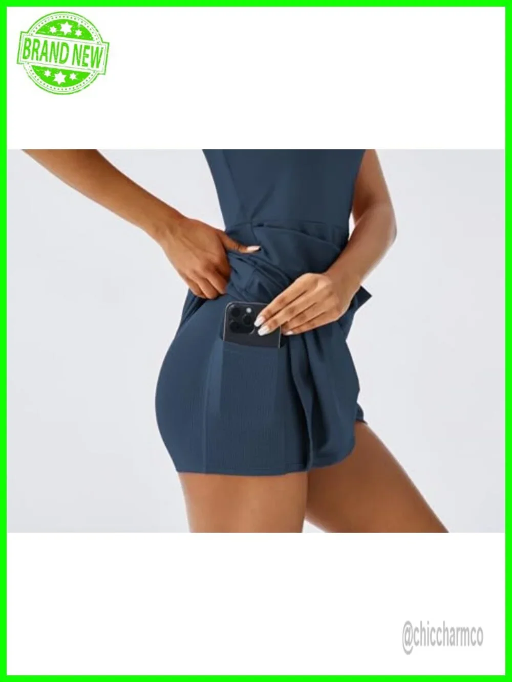 Athletic Tennis Dress with Built-in Shorts Sleeveless Wrap Skort Dress